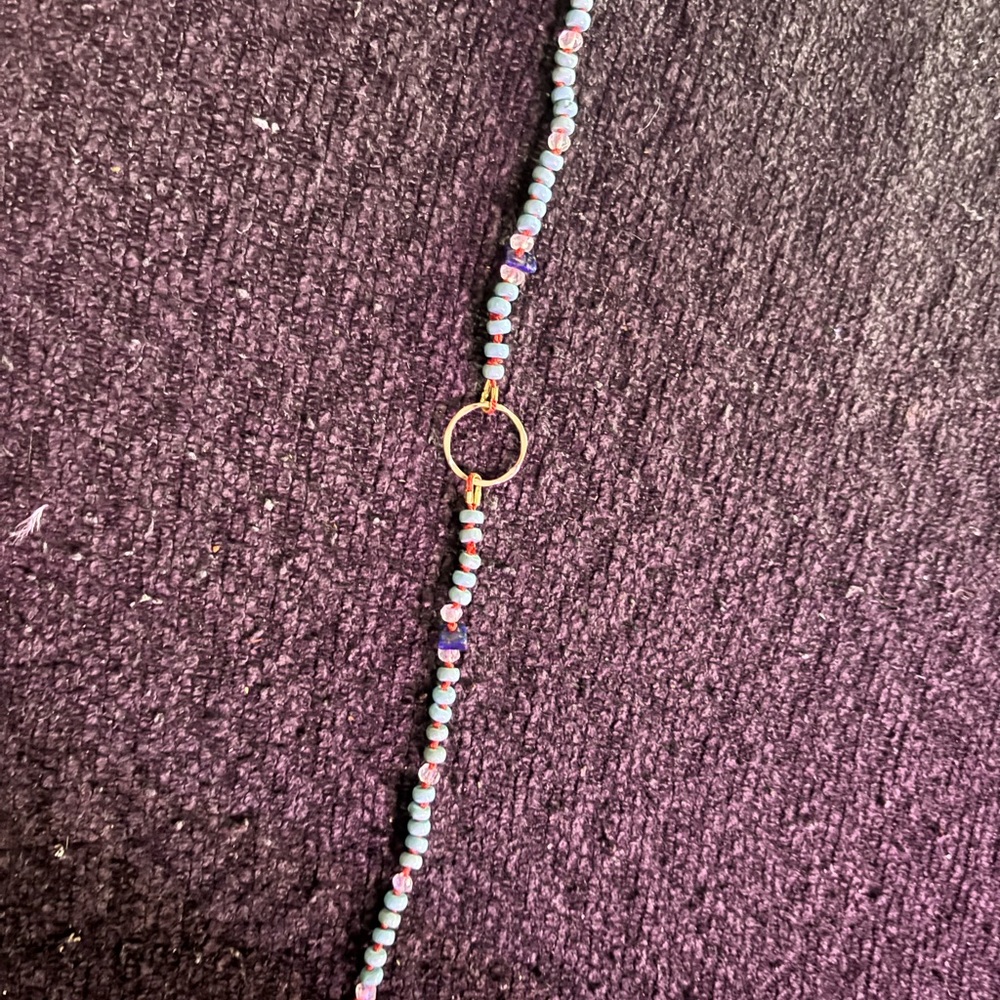 Handmade silk knotted, anklet with 14k gold fill accents